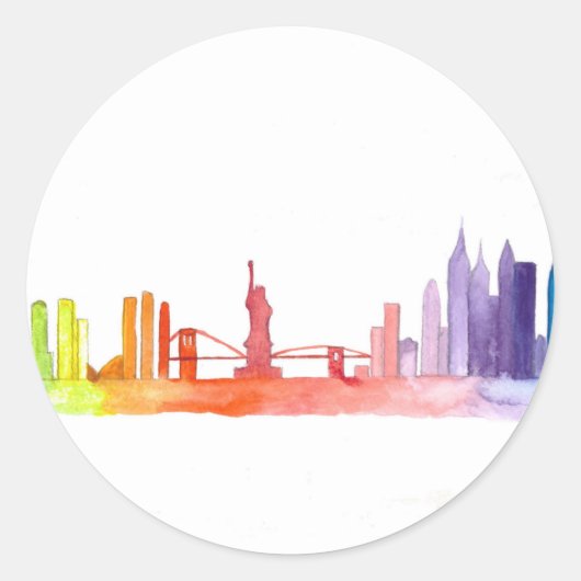 NEW YORK CITY skyline Ronde Sticker (Voorkant)