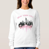 New York City Skyline Roze Shimmer Wit Trui (Voorkant)