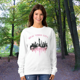 New York City Skyline Roze Shimmer Wit Trui