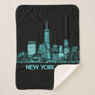 New York City Skyline Sherpa Deken