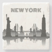 New York City Skyline Silhouette Modern Stenen Onderzetter (Voorkant)