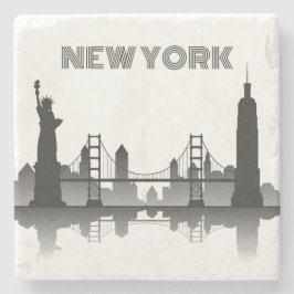New York City Skyline Silhouette Modern Stenen Onderzetter