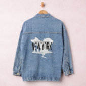 New York City Skyline Silhouette Outline Denim Jacket (Hangar)