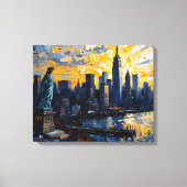 New York City Skyline Sunset Canvas Muurkunst (Voorkant)