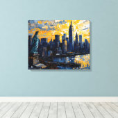 New York City Skyline Sunset Canvas Muurkunst (Insitu (Houten vloer))