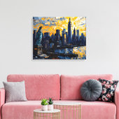 New York City Skyline Sunset Canvas Muurkunst Afdruk (Insitu (Woonkamer))