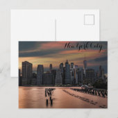 New York City Skyline Sunset Foto Briefkaart (Voorkant / Achterkant)