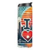 New York City Skyline Sunset T-shirt Thermosbeker (Gedraaid links)