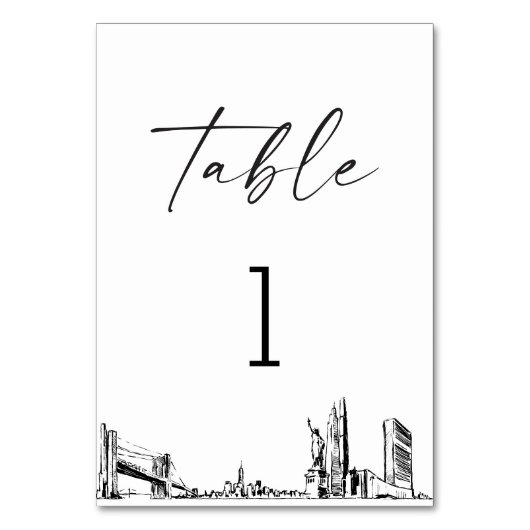 New York City Skyline Tafelnummer 3.5x5 Kaart (Achterkant)