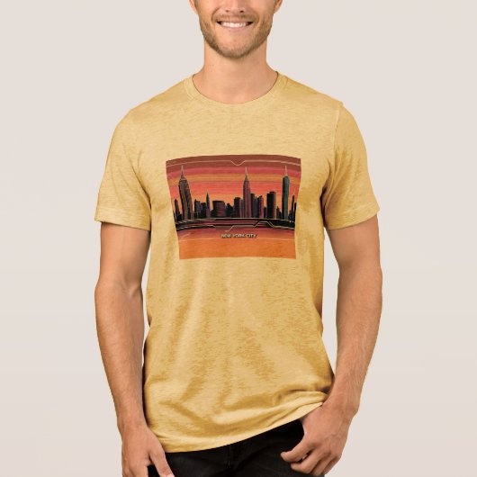 New York City Skyline Tri-Blend Shirt (Voorkant)