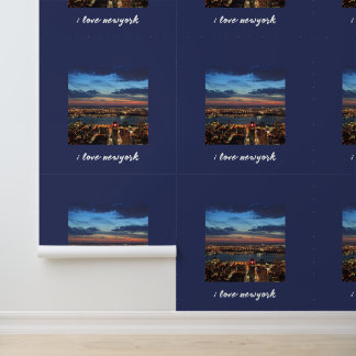 New York City Skyline Typografie Nachtlampjes Foto Behang