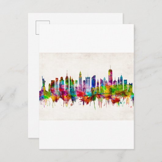 New York City Skyline Uitnodiging Briefkaart (Voorkant / Achterkant)