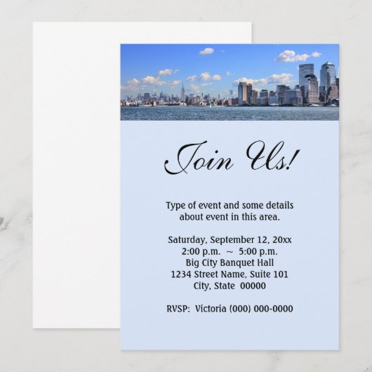 New York City Skyline uitnodigingen (Voorkant / Achterkant)