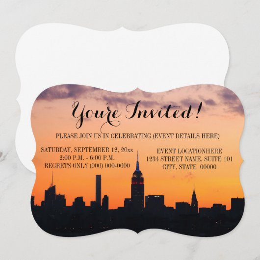 New York City Skyline uitnodigingen (Voorkant / Achterkant)