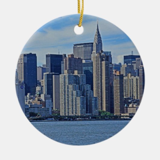 New York City Skyline van de East River A1 Keramisch Ornament (Voorkant)