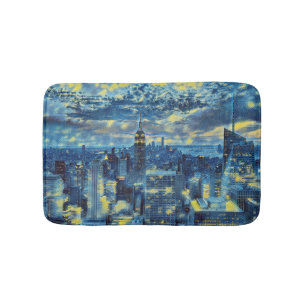 New York City Skyline Van Gogh Sterrennacht Art Badmat