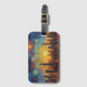New York City Skyline van Gogh stijl Bagagelabel (Voorkant (verticaal))