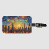 New York City Skyline van Gogh stijl Bagagelabel (Voorkant (horizontaal))