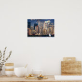 New York City Skyline van Hudson Poster (Keuken)