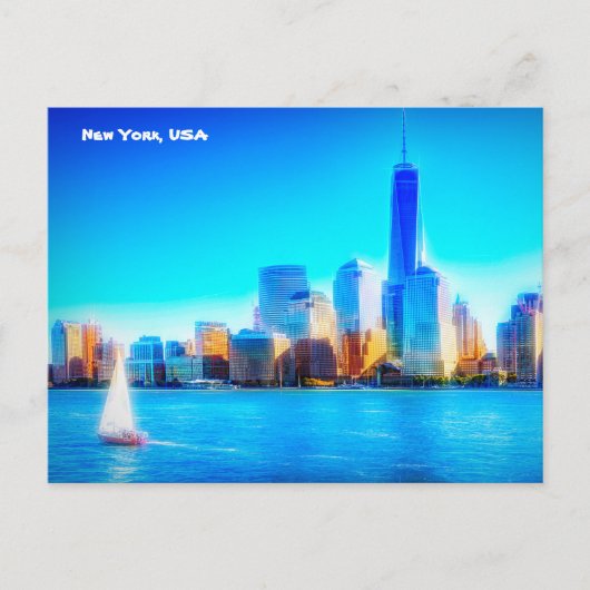New York City Skyline, Verenigde Staten Briefkaart (Voorkant)