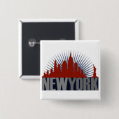 New York City Skyline Vierkante Button 5,1 Cm (Voorkant /achterkant)