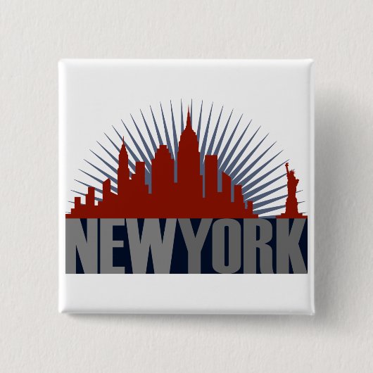 New York City Skyline Vierkante Button 5,1 Cm (Voorkant)