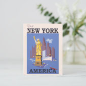  New York City Skyline Vrijheidsbeeld Briefkaart (Staand voorkant)