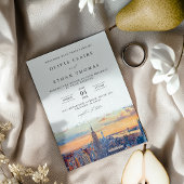 New York City Skyline Waterverf bruiloft Kaart