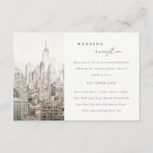 New York City Skyline Waterverf bruiloft receptie Informatiekaartje (Voorkant)