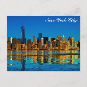 New York City Skyline Waterverf Illustratie Briefkaart