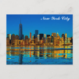 New York City Skyline Waterverf Illustratie Briefkaart
