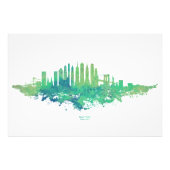 New York City Skyline Waterverf in blauw en groen Foto Afdruk (Voorkant)