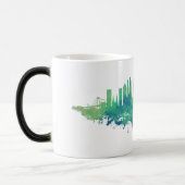 New York City Skyline Waterverf in blauw en groen Magische Mok (Links)