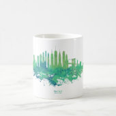 New York City Skyline Waterverf in blauw en groen Magische Mok (Center)