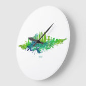 New York City Skyline Waterverf in blauw en limoen Grote Klok (Hoek)