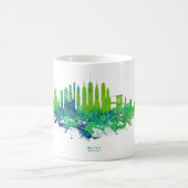 New York City Skyline Waterverf in blauw en limoen Magische Mok (Center)