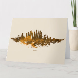 New York City Skyline Waterverf in oranje Bedankkaart