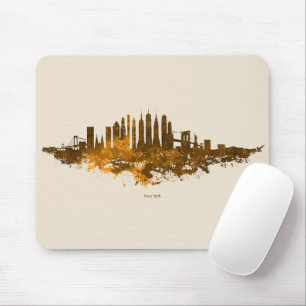New York City Skyline Waterverf in oranje Muismat