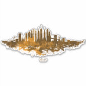 New York City Skyline Waterverf in oranje Sticker (Voorkant)