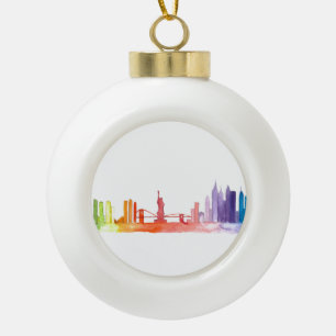 NEW YORK CITY skyline Waterverf Manhattan Keramische Bal Ornament