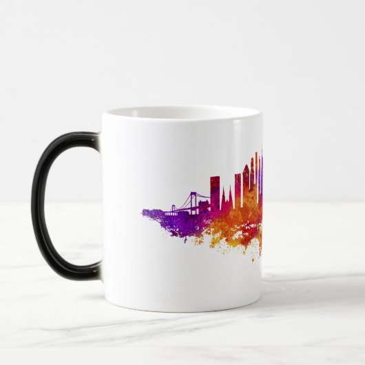 New York City Skyline Waterverf over White Magische Mok (Links)