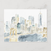 New York City Skyline Waterverf Travel Briefkaart (Voorkant)