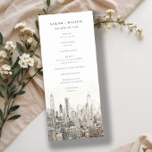New York City Skyline Waterverf Wedding Programma