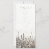 New York City Skyline Waterverf Wedding Programma (Voorkant)
