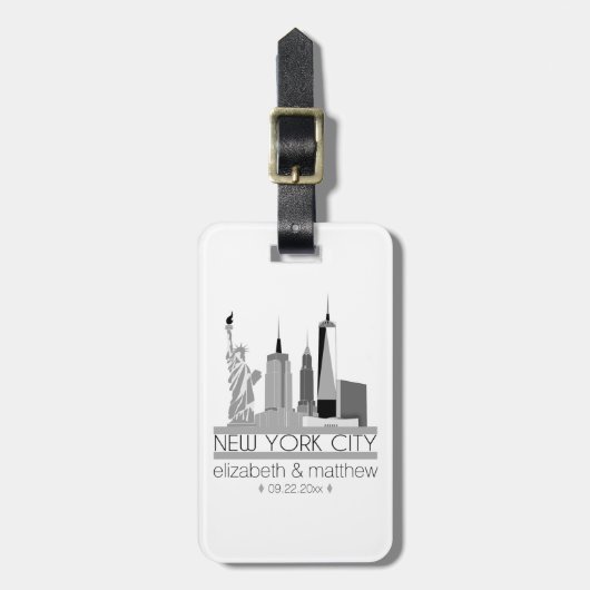 New York City Skyline Wedding Bagagelabel (Voorkant verticaal)