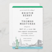 New York City Skyline Wedding Invitation Kaart (Voorkant / Achterkant)