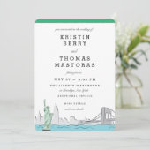 New York City Skyline Wedding Invitation Kaart (Staand voorkant)