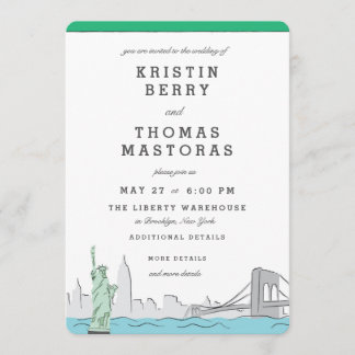 New York City Skyline Wedding Invitation Kaart