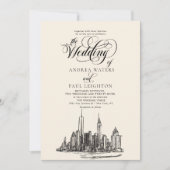 New York City Skyline Wedding Kaart (Voorkant)