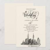 New York City Skyline Wedding Kaart (Voorkant / Achterkant)